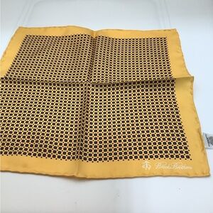 Brooks Brothers Yellow Silk Pocket Square Geometric Print